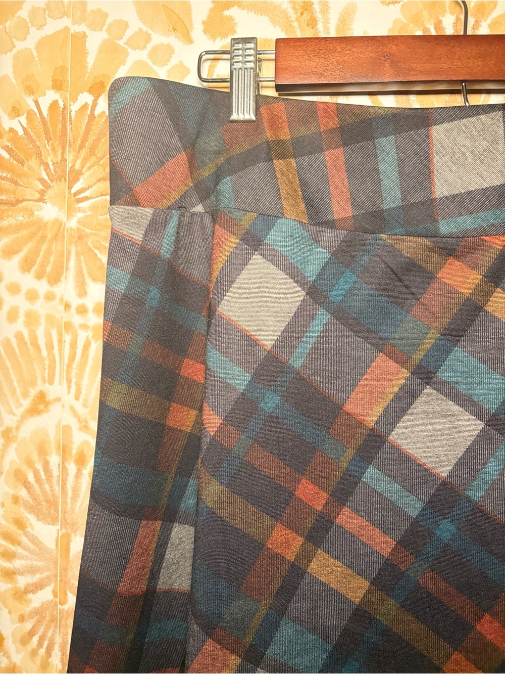 NYCC Multicolor Plaid Bias Cut A Line Midi Skirt Pull On Fall Academia Preppy - Picture 8 of 11